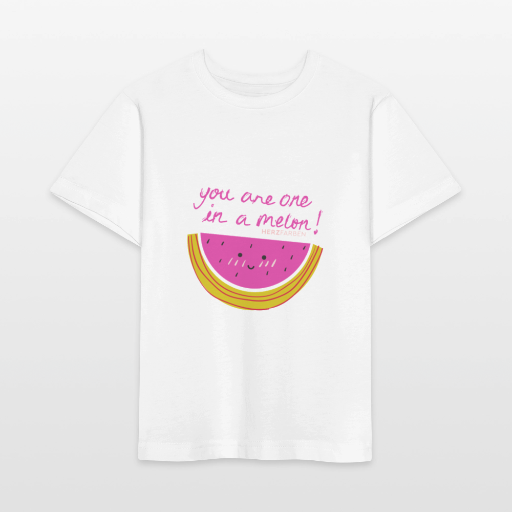 Herzfarben Kinder T-Shirt „You Are One in a Melon“ – Kindershirt aus 100 % Bio-Baumwolle - Weiß