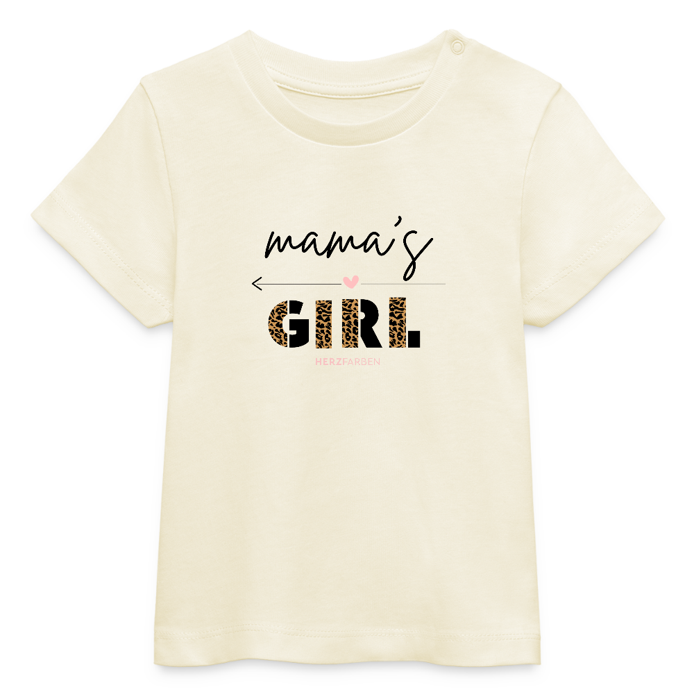 Bio Baby T-Shirt „Mama’s Girl“ – Süßes Baby Shirt mit Leoparden-Print - Weißgrau