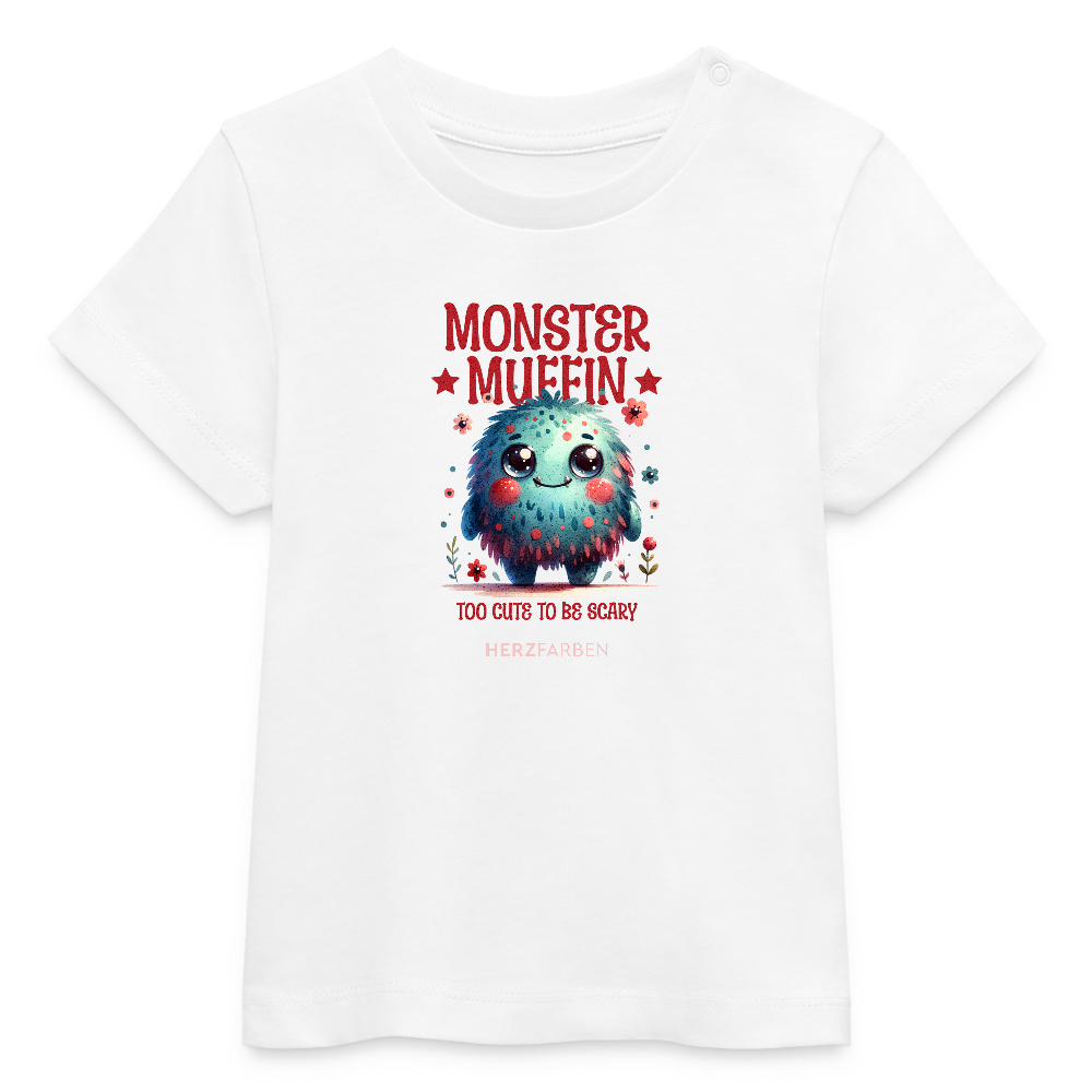 Monster Muffin Bio Baby Shirt – Niedliches Monster-Shirt aus 100% Bio-Baumwolle - Weiß