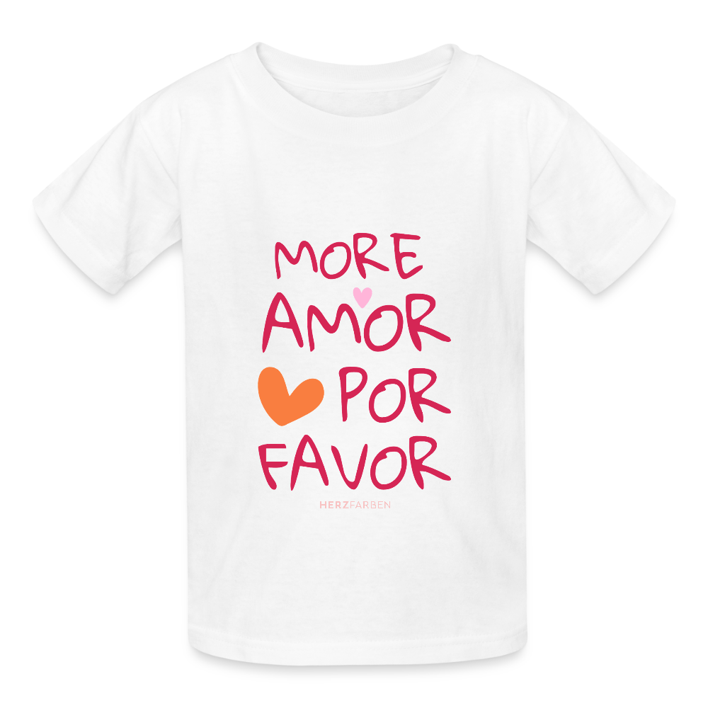 More Amor Por Favor Kinder T-Shirt – 100% Baumwolle, liebevolles Statement-Shirt 💖👕 - Weiß