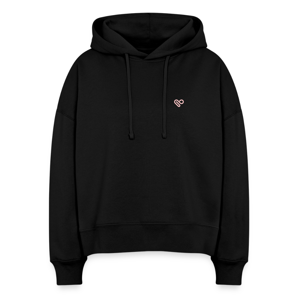 Herzfarben Hoodie „OH F*CK“ – Bunter Statement Hoodie aus 100 % Bio-Baumwolle | Unisex - Schwarz