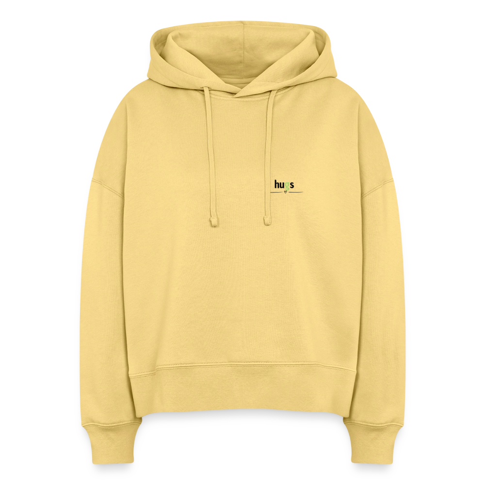 Hoodie „I love Hugs“ für Erwachsene – Nachhaltiger Kapuzenpullover aus 100% Bio-Baumwolle - Hellgelb