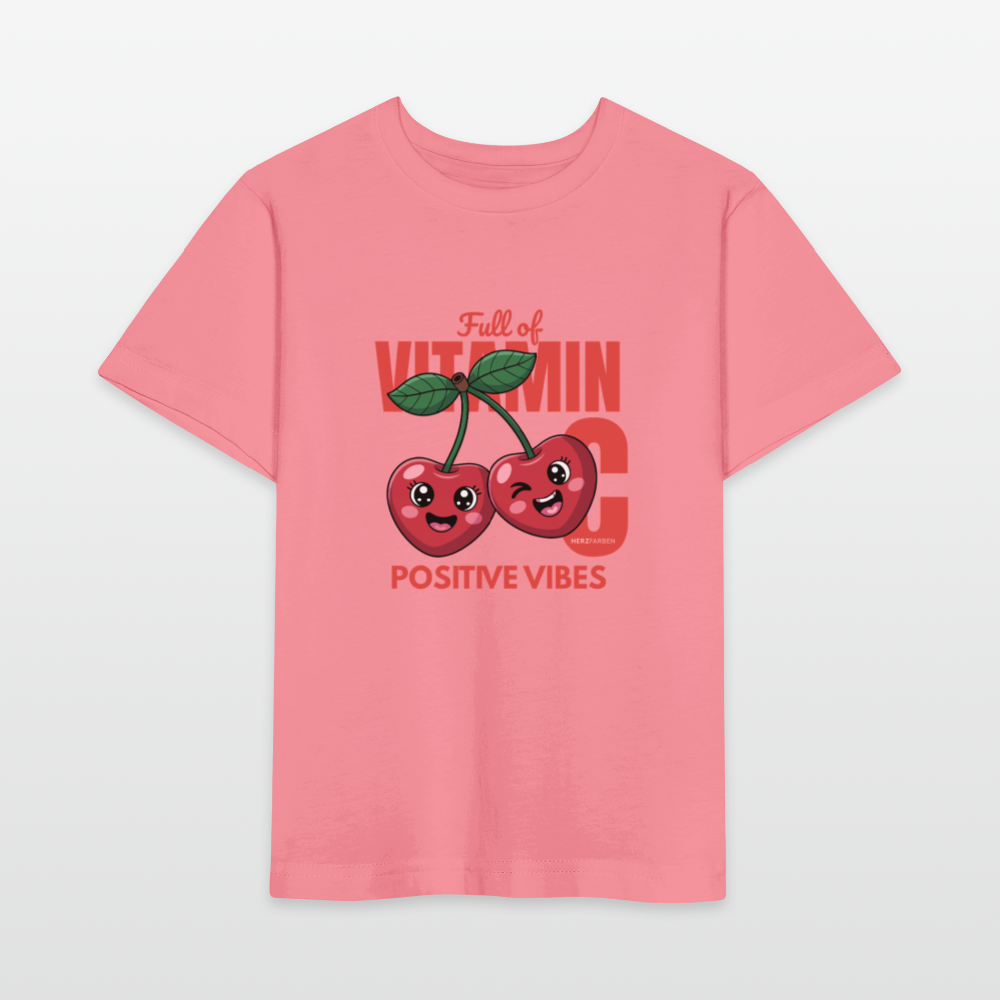 Herzfarben Kinder T-Shirt „Full of Vitamin C – Positive Vibes“ – Kindershirt aus 100 % Baumwolle - Pink