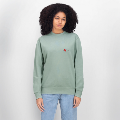 Sweatshirt – „You Are Love, You Are Enough“ – aus 100% Bio-Baumwolle - Helles Graugrün