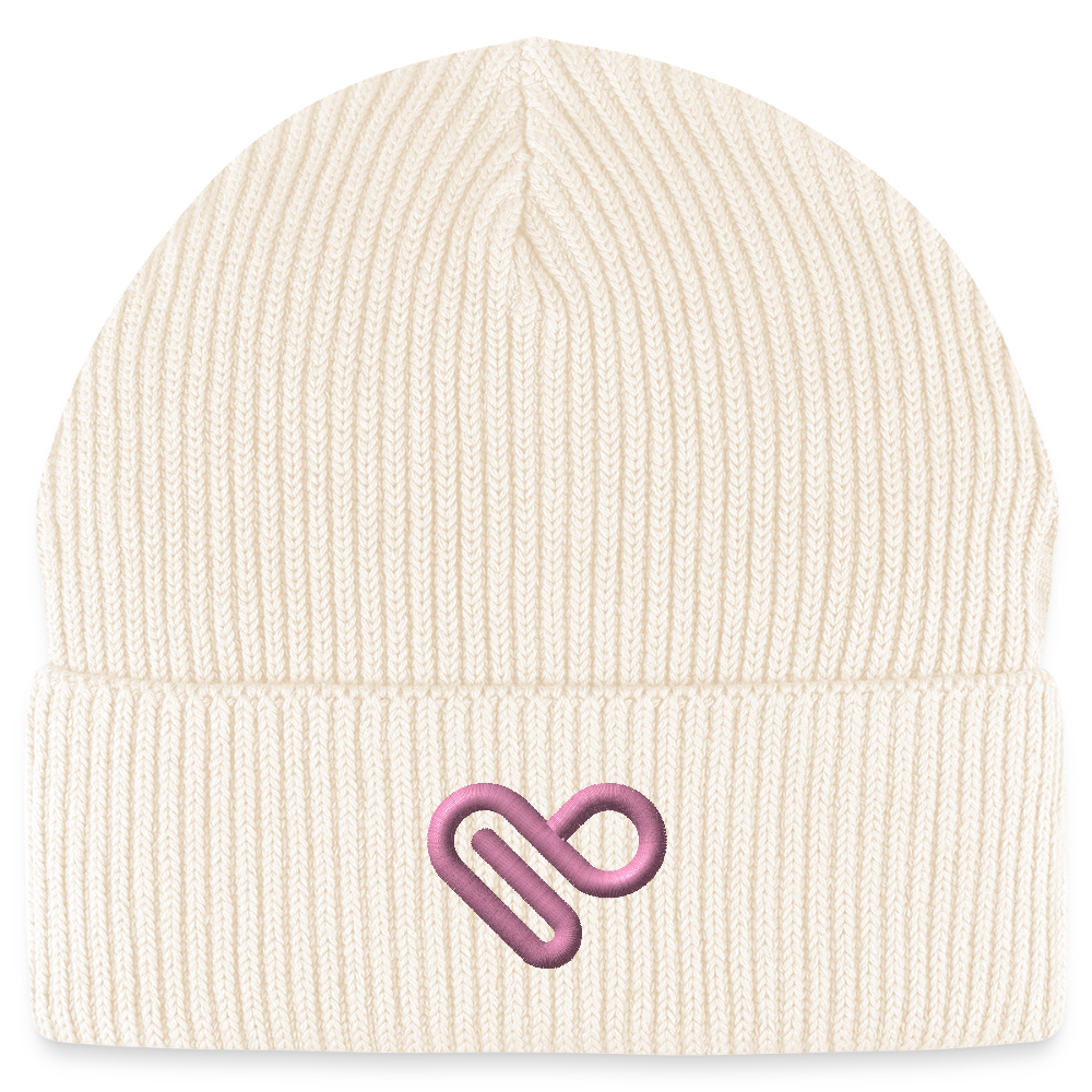 Herzfarben Mütze – Cremefarbene Mütze aus 95 % Bio-Baumwolle & 5 % Elasthan - Weißgrau