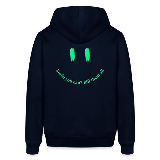Hoodie „Smile You Can’t Kill Them All“ – Statement Hoodie aus Bio Baumwolle - Navy