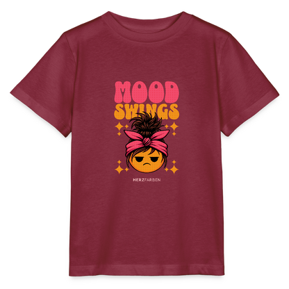 Kinder T-Shirt – „Mood Swings“ – aus 100% Bio-Baumwolle - Burgunderrot