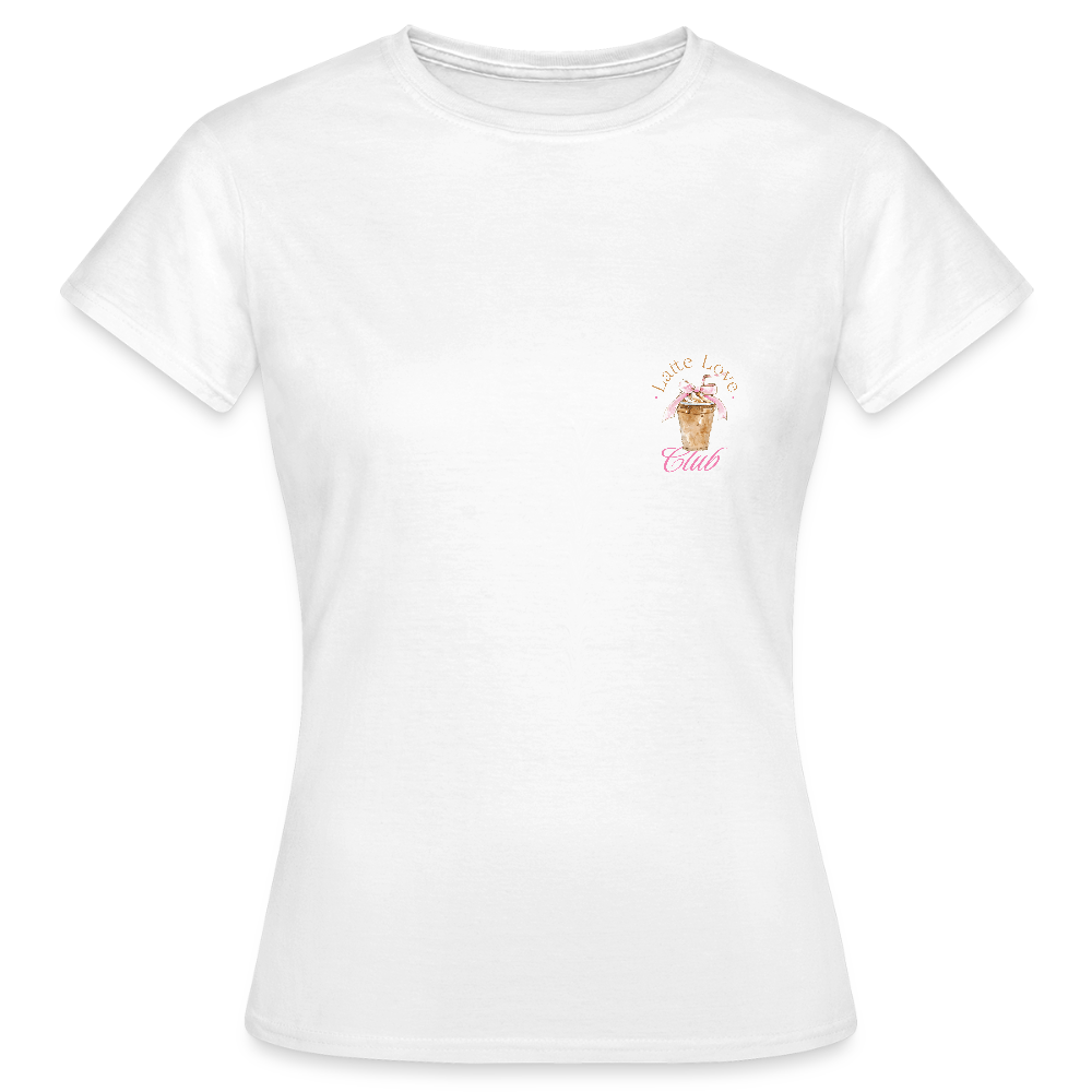 Latte Love Club T-Shirt – Coquette Coffee Lover Shirt | Süßes Coffee Aesthetic Design mit Schleife - Weiß