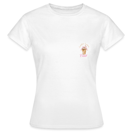 Latte Love Club T-Shirt – Coquette Coffee Lover Shirt | Süßes Coffee Aesthetic Design mit Schleife - Weiß