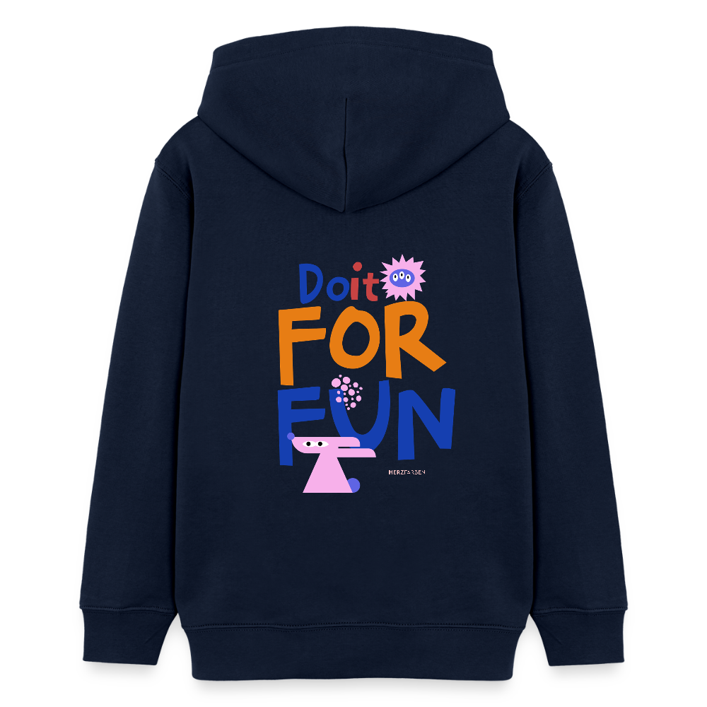 Kinder Hoodie – „Do it for Fun“ – aus 100% Bio-Baumwolle / 9 - 13 Jahre - Navy