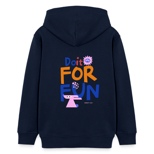 Kinder Hoodie – „Do it for Fun“ – aus 100% Bio-Baumwolle / 9 - 13 Jahre - Navy
