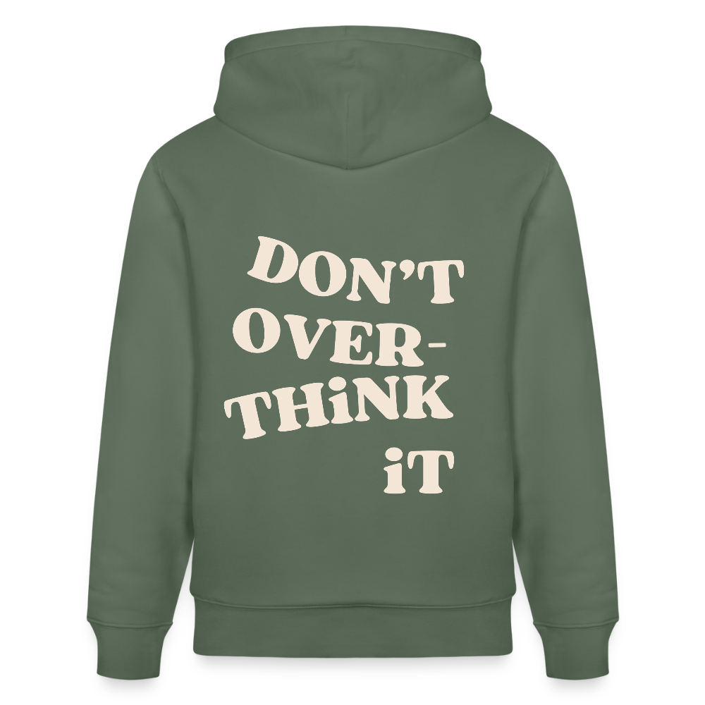 Hoodie „Don’t Overthink It“ – Bio-Baumwolle, nachhaltig & fair - Tanngrün