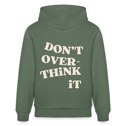 Hoodie „Don’t Overthink It“ – Bio-Baumwolle, nachhaltig & fair - Tanngrün