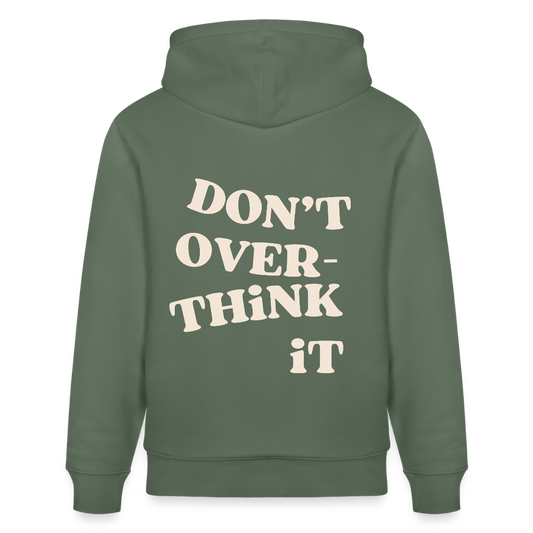 Hoodie „Don’t Overthink It“ – Bio-Baumwolle, nachhaltig & fair - Tanngrün