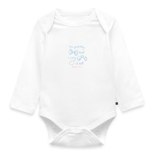 Bio Baby Body „I’m pretty, but I cry a lot!“ – Süßer Body aus 100% Bio-Baumwolle - Weiß