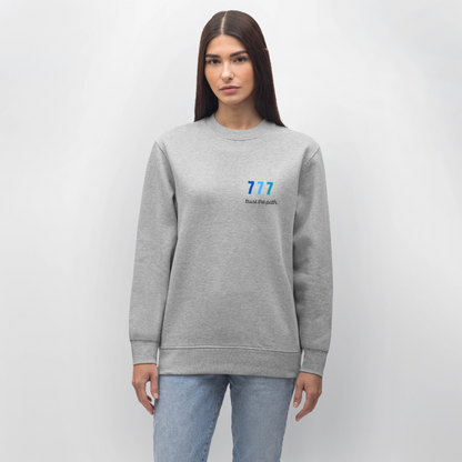 Bio Damen Sweatshirt „Trust the Path – 777“ – Spiritueller Pullover aus 100% Bio-Baumwolle - Grau meliert