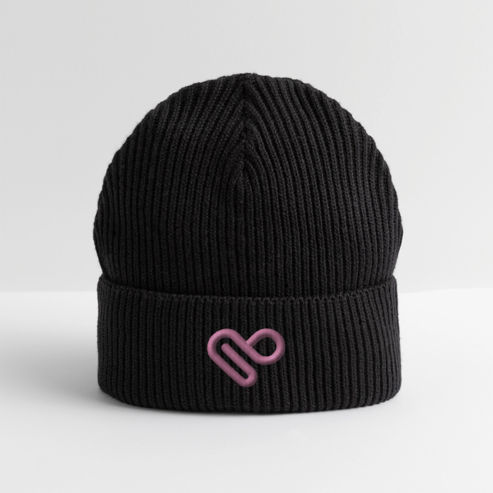 Herzfarben Mütze – Cremefarbene Mütze aus 95 % Bio-Baumwolle & 5 % Elasthan - Schwarz