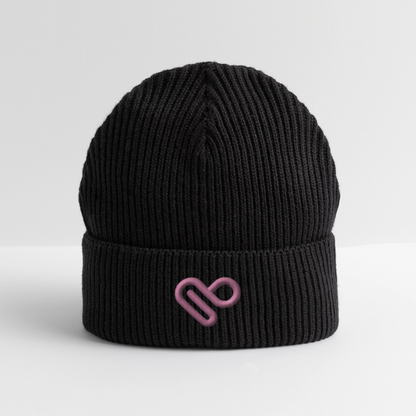 Herzfarben Mütze – Cremefarbene Mütze aus 95 % Bio-Baumwolle & 5 % Elasthan - Schwarz