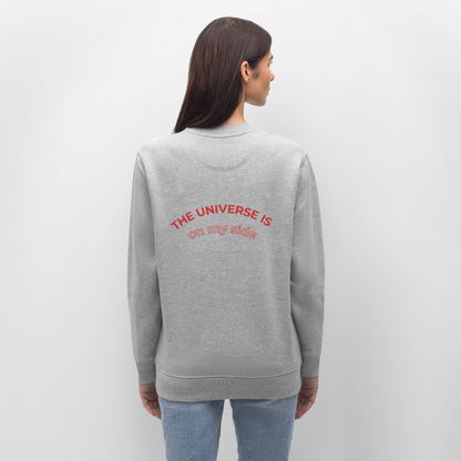 Bio Damen Sweatshirt „The Universe is on my side“ – Spiritueller Pullover aus 100% Bio-Baumwolle - Grau meliert