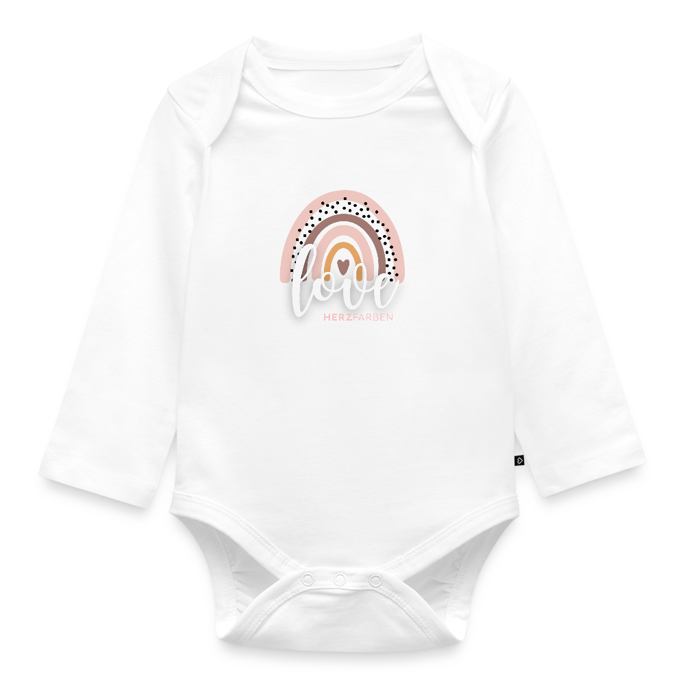 Love Baby Bio Langarm Body – Nachhaltiger Babybody mit Regenbogen-Print - Weiß