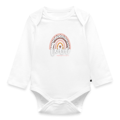 Love Baby Bio Langarm Body – Nachhaltiger Babybody mit Regenbogen-Print - Weiß