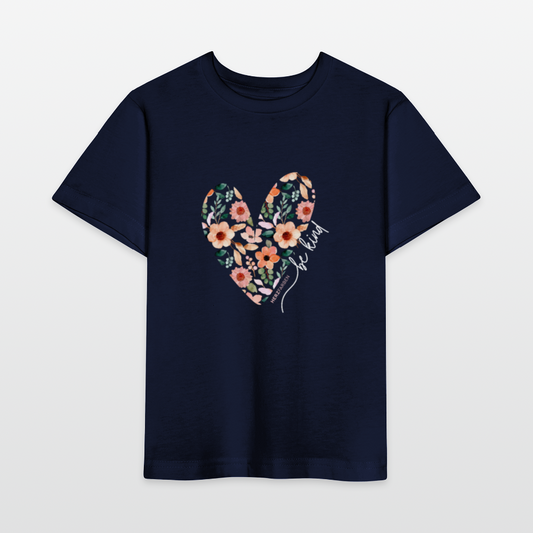 Herzfarben Kinder T-Shirt „Be Kind“ – Kindershirt aus 100 % Bio-Baumwolle (2–8 Jahre) - Navy