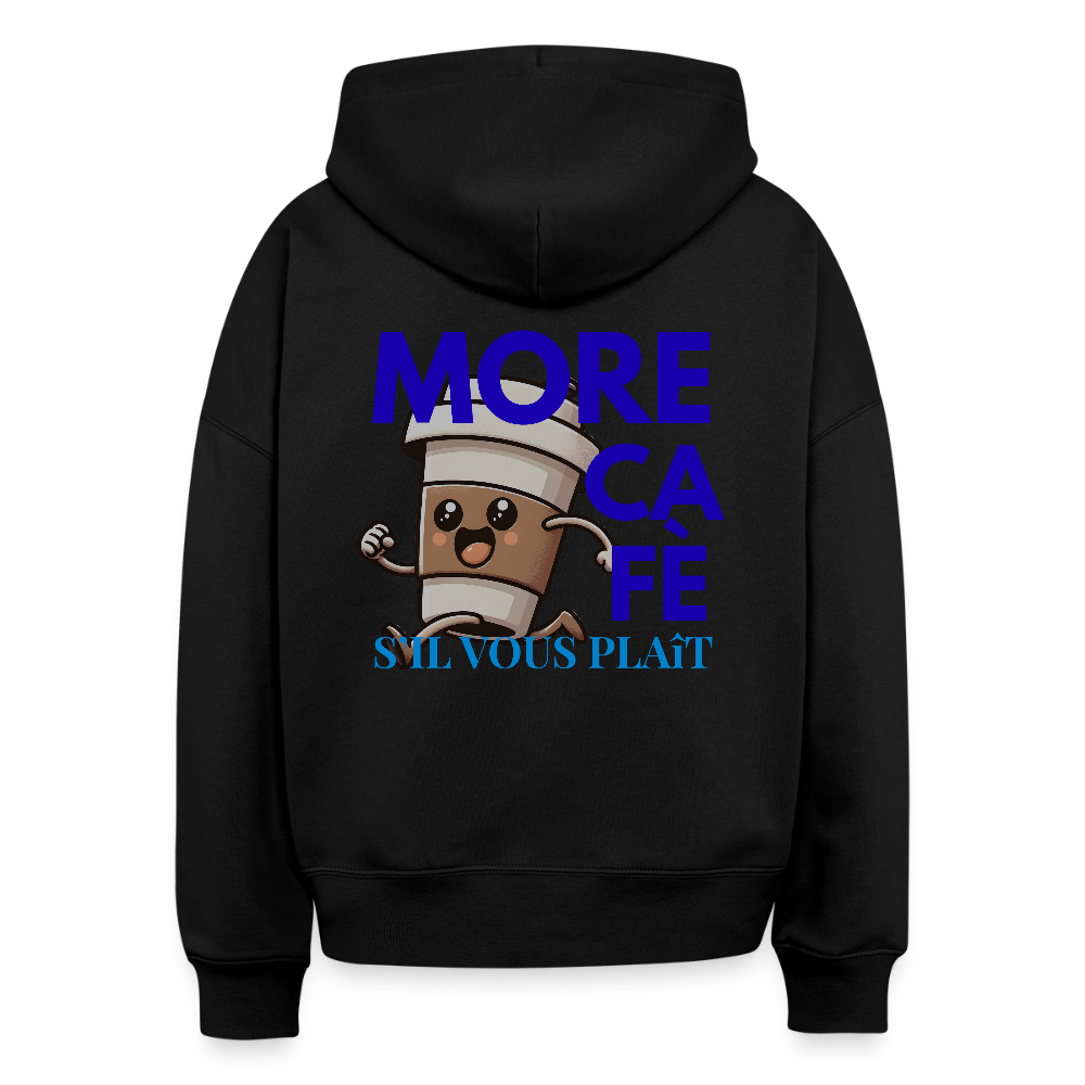 Hoodie „More Café, s’il vous plaît“ – Lustiger Kaffee Hoodie aus 100 % Bio-Baumwolle & vegan - Schwarz