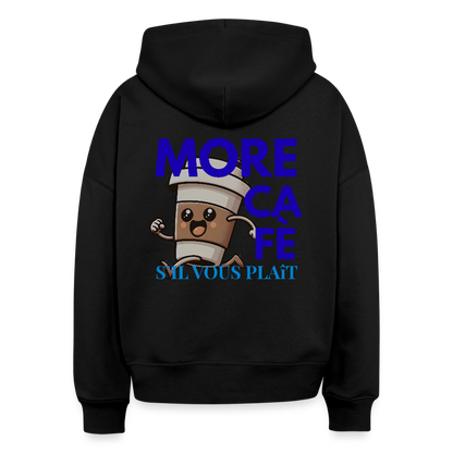 Hoodie „More Café, s’il vous plaît“ – Lustiger Kaffee Hoodie aus 100 % Bio-Baumwolle & vegan - Schwarz