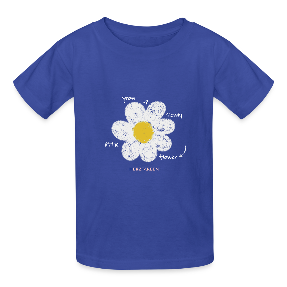Grow Up Slowly Little Flower Kinder T-Shirt – Nachhaltiges Bio-Shirt mit Blümchen-Design 🌼👕 - Royalblau