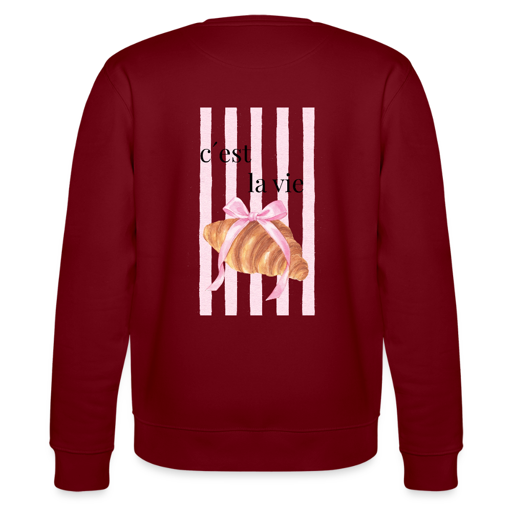Sweatshirt „C’est la vie“ – French Chic Design aus 100 % Bio-Baumwolle - Burgunderrot