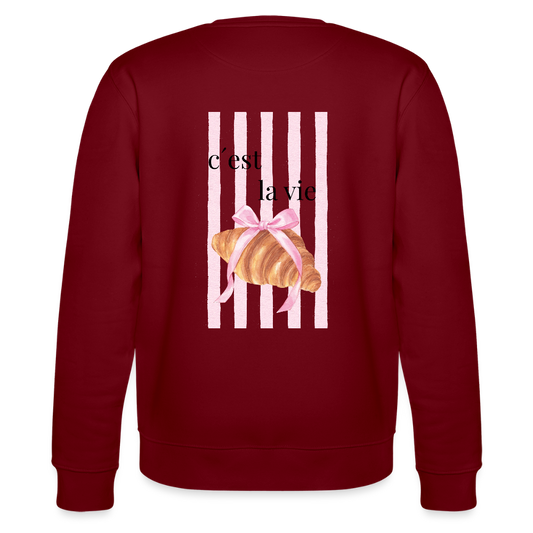 Sweatshirt „C’est la vie“ – French Chic Design aus 100 % Bio-Baumwolle - Burgunderrot