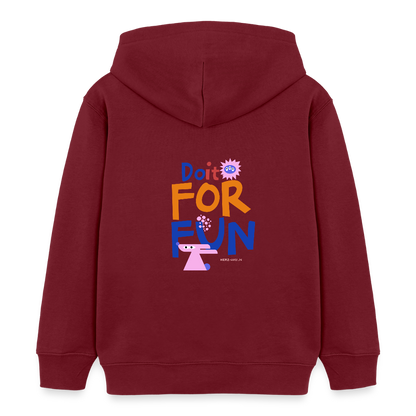 Kinder Hoodie – „Do it for Fun“ – aus 100% Bio-Baumwolle / 3-8 Jahre - Burgunderrot
