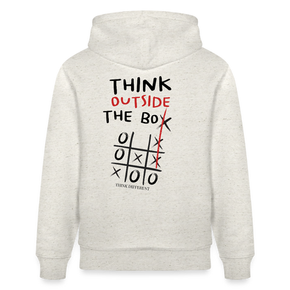 Hoodie „Think outside the box“ – Kreativer Sprüche Hoodie aus 100% Bio-Baumwolle - Beige meliert