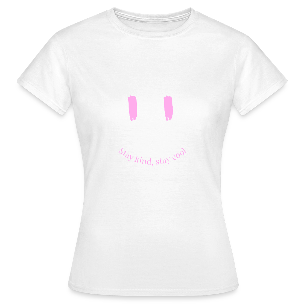 Stay Kind Stay Cool T-Shirt – Pink Smiley Design | Streetwear Statement Shirt für Freundlichkeit & Style - Weiß