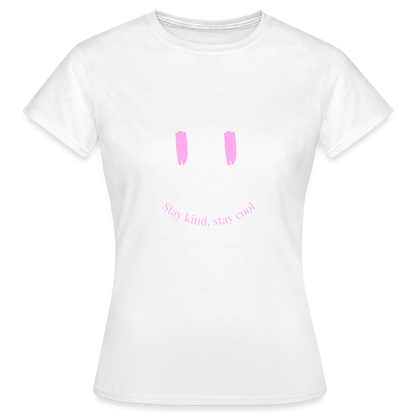 Stay Kind Stay Cool T-Shirt – Pink Smiley Design | Streetwear Statement Shirt für Freundlichkeit & Style - Weiß