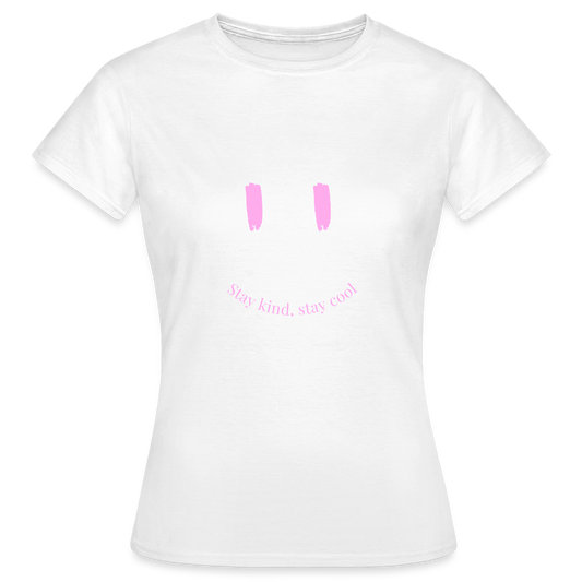 Stay Kind Stay Cool T-Shirt – Pink Smiley Design | Streetwear Statement Shirt für Freundlichkeit & Style - Weiß