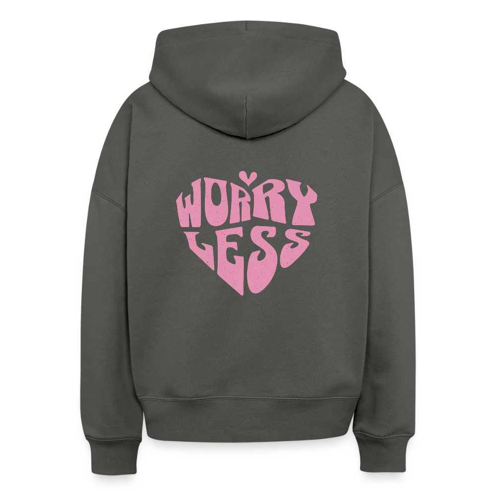 Worry Less Hoodie für Frauen – Stylischer Motivations-Hoodie 100% Bio Baumwolle - Anthrazit
