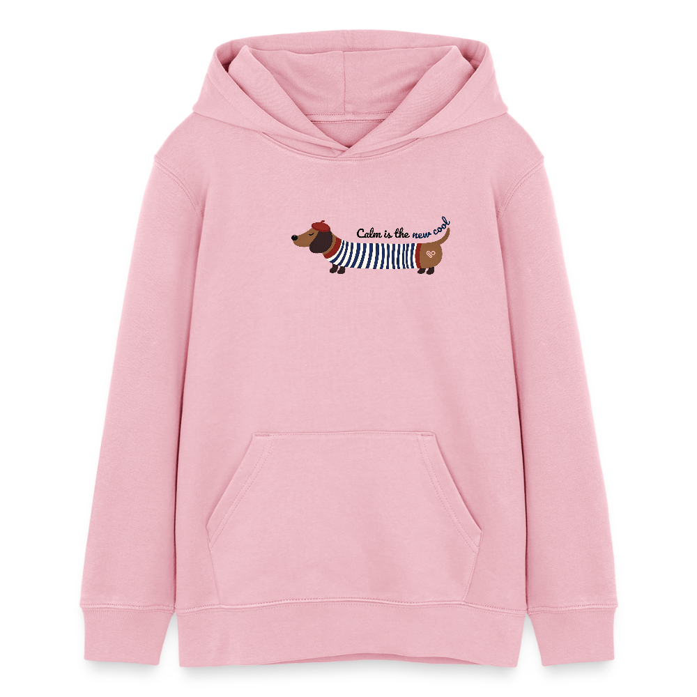 Herzfarben Kinder Hoodie „Calm is the new cool“ – Bio-Baumwolle Hoodie für Kinder & Teens (9–13 Jahre) - Hellrosa