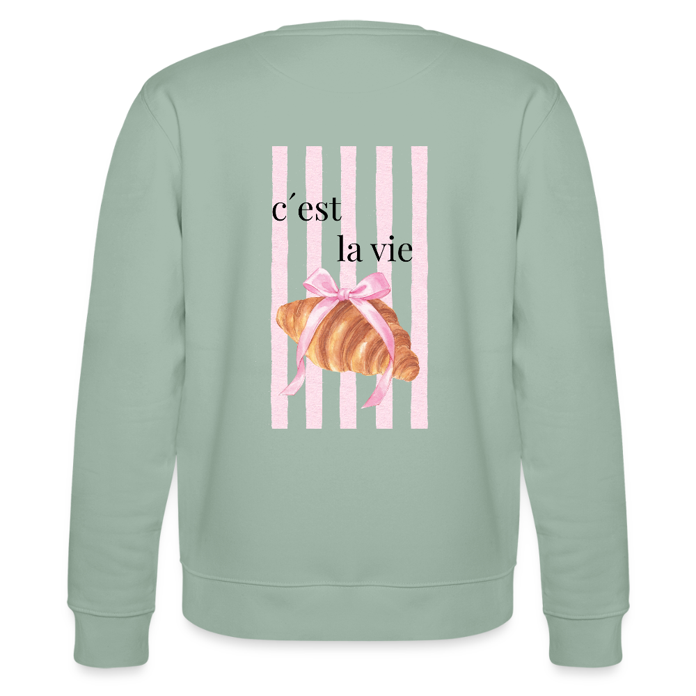 Sweatshirt „C’est la vie“ – French Chic Design aus 100 % Bio-Baumwolle - Helles Graugrün