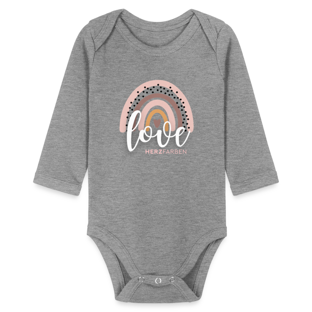 Love Baby Bio Langarm Body – Nachhaltiger Babybody mit Regenbogen-Print - Grau meliert