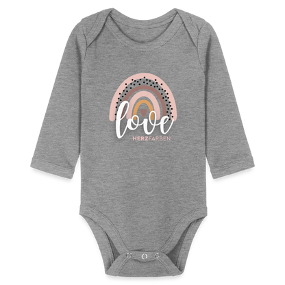 Love Baby Bio Langarm Body – Nachhaltiger Babybody mit Regenbogen-Print - Grau meliert