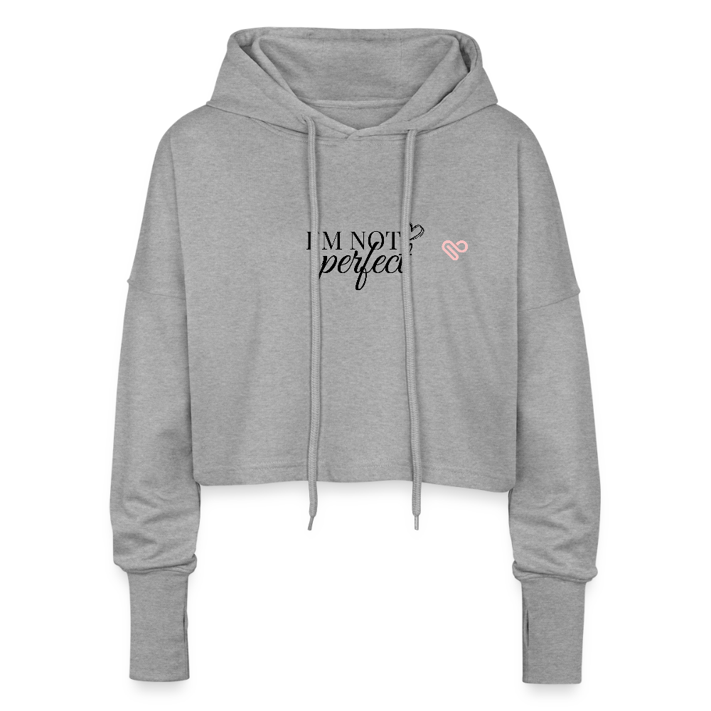 I’m Not Cropped Hoodie – Streetwear Damen Hoodie mit Herzblumen-Design - Grau meliert