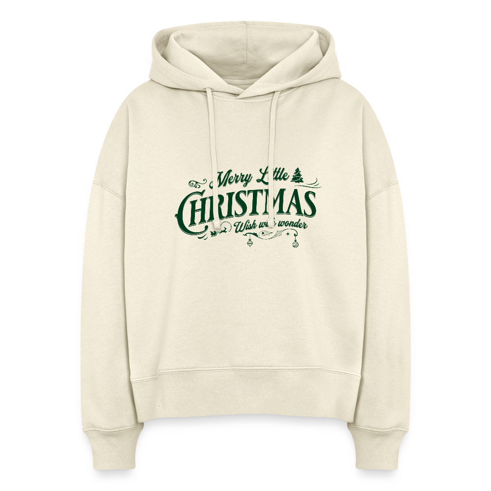 Bio Hoodie „Merry Little Christmas“ – Nachhaltig & festlich 🎄✨ - Weißgrau