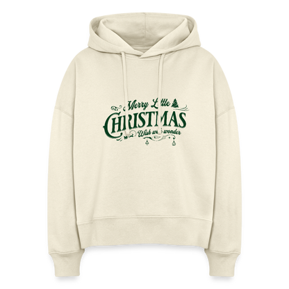 Bio Hoodie „Merry Little Christmas“ – Nachhaltig & festlich 🎄✨ - Weißgrau