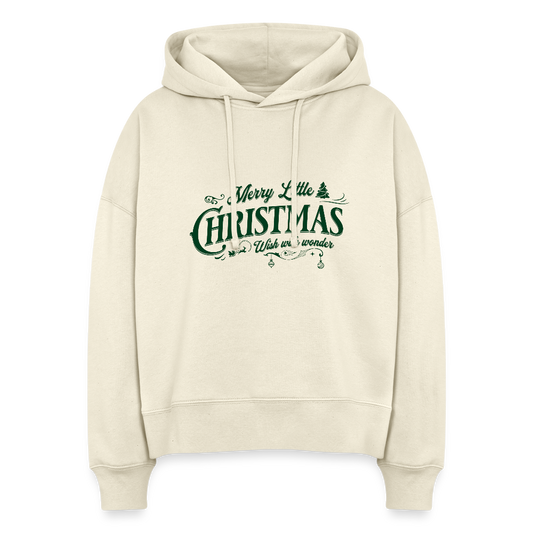 Bio Hoodie „Merry Little Christmas“ – Nachhaltig & festlich 🎄✨ - Weißgrau