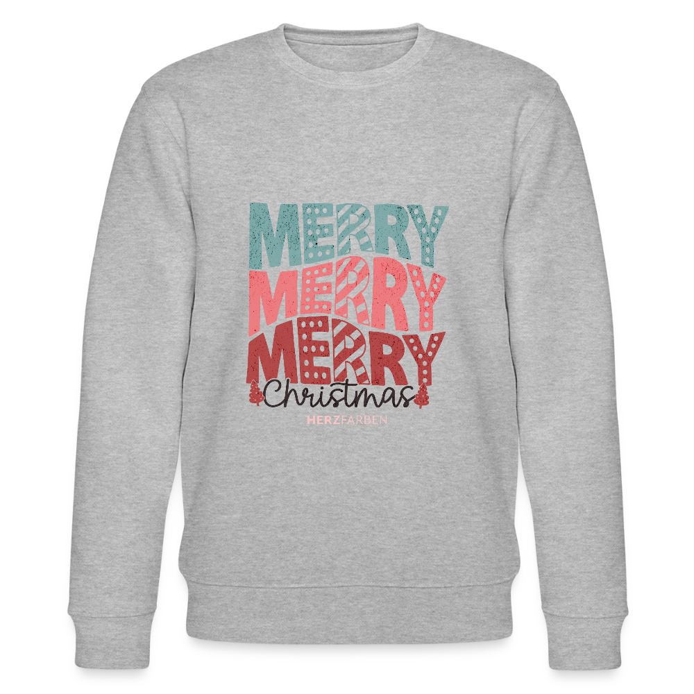 Sweatshirt „Merry Merry Merry Christmas“ 🎅✨ | 100% Bio-Baumwolle - Grau meliert
