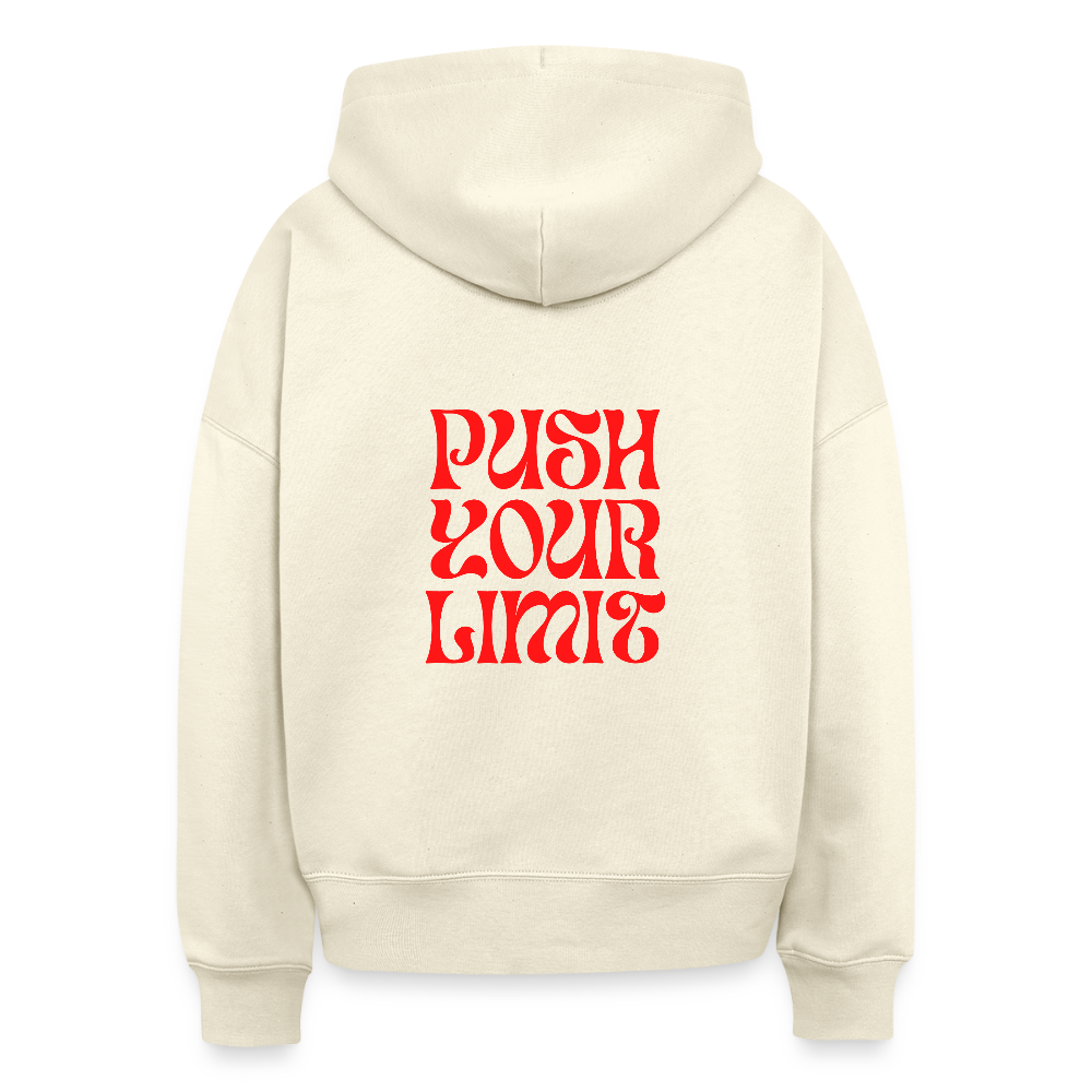 Bio Hoodie „Push Your Limit“ – Nachhaltiger Kapuzenpullover aus 100% Bio-Baumwolle - Weißgrau
