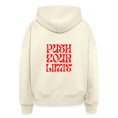 Bio Hoodie „Push Your Limit“ – Nachhaltiger Kapuzenpullover aus 100% Bio-Baumwolle - Weißgrau