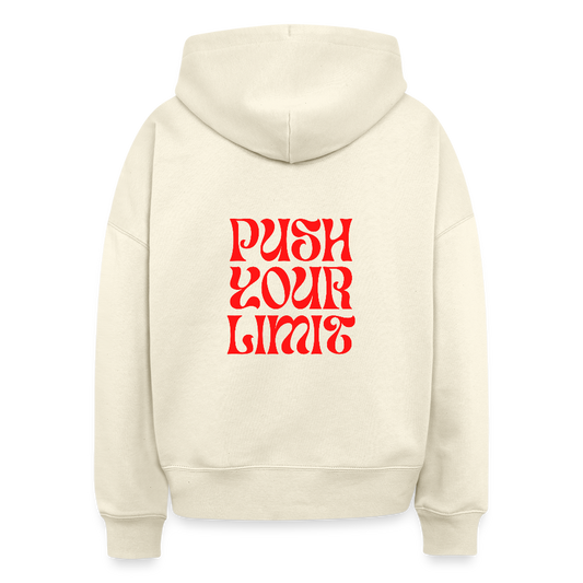 Bio Hoodie „Push Your Limit“ – Nachhaltiger Kapuzenpullover aus 100% Bio-Baumwolle - Weißgrau