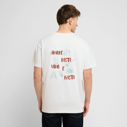 Amore Pasta Vino e Basta – T-Shirt aus 100 % Bio-Baumwolle | Italienisches Statement Shirt nachhaltig - Weiß